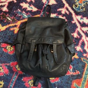 Black vintage leather backpack